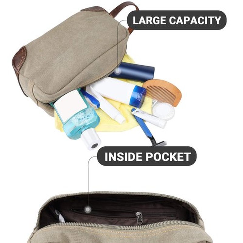 emissary Mens Travel Toiletry Bag, Dopp Kit for Men, Travel Bathroom Bag Shaving Kit Bag for Men, Travel Kit Small Bag for Travel (Light Gray)