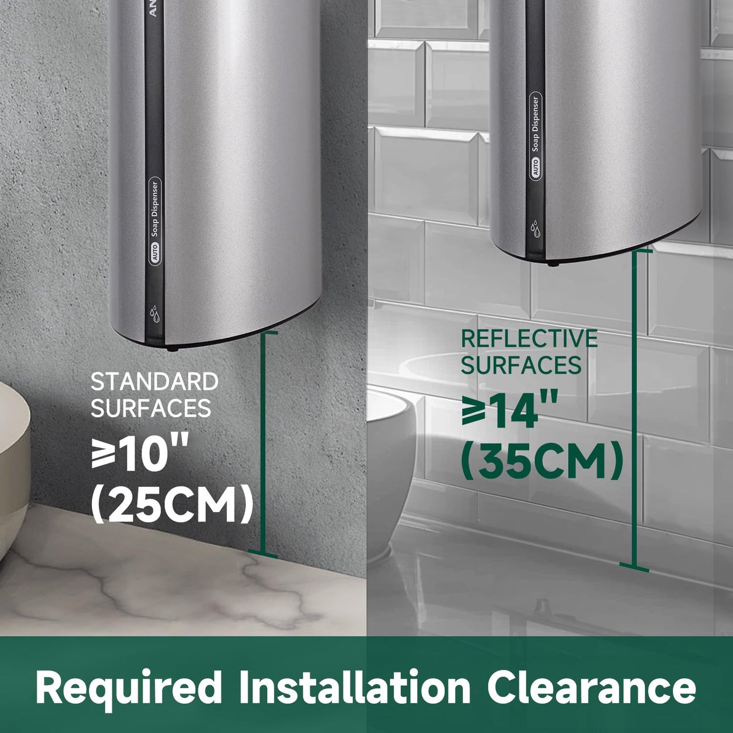 anydry 29fl.oz/850ml Commercial Automatic Liquid Soap Dispenser Wall-Mounted Large Capacity Model AD1209 Silver