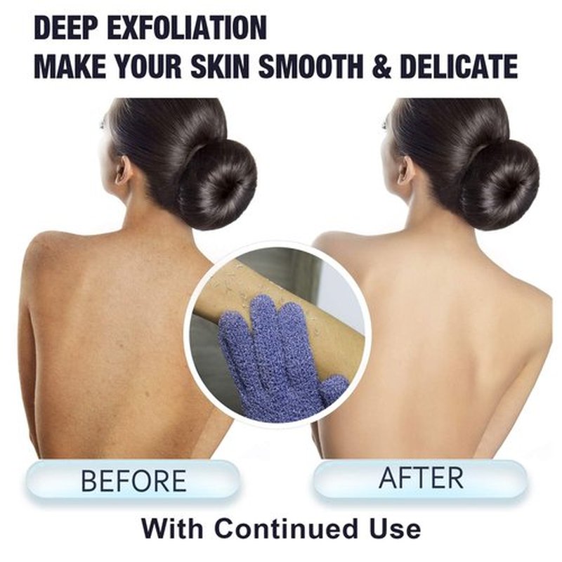 Evridwear Exfoliating Glove for Shower Man and Women, Dual Texture Bath Body Scrub Gloves Dead Skin Cell Remover forHome Spa, Massage,with Hanging Loop (3 Pairs)