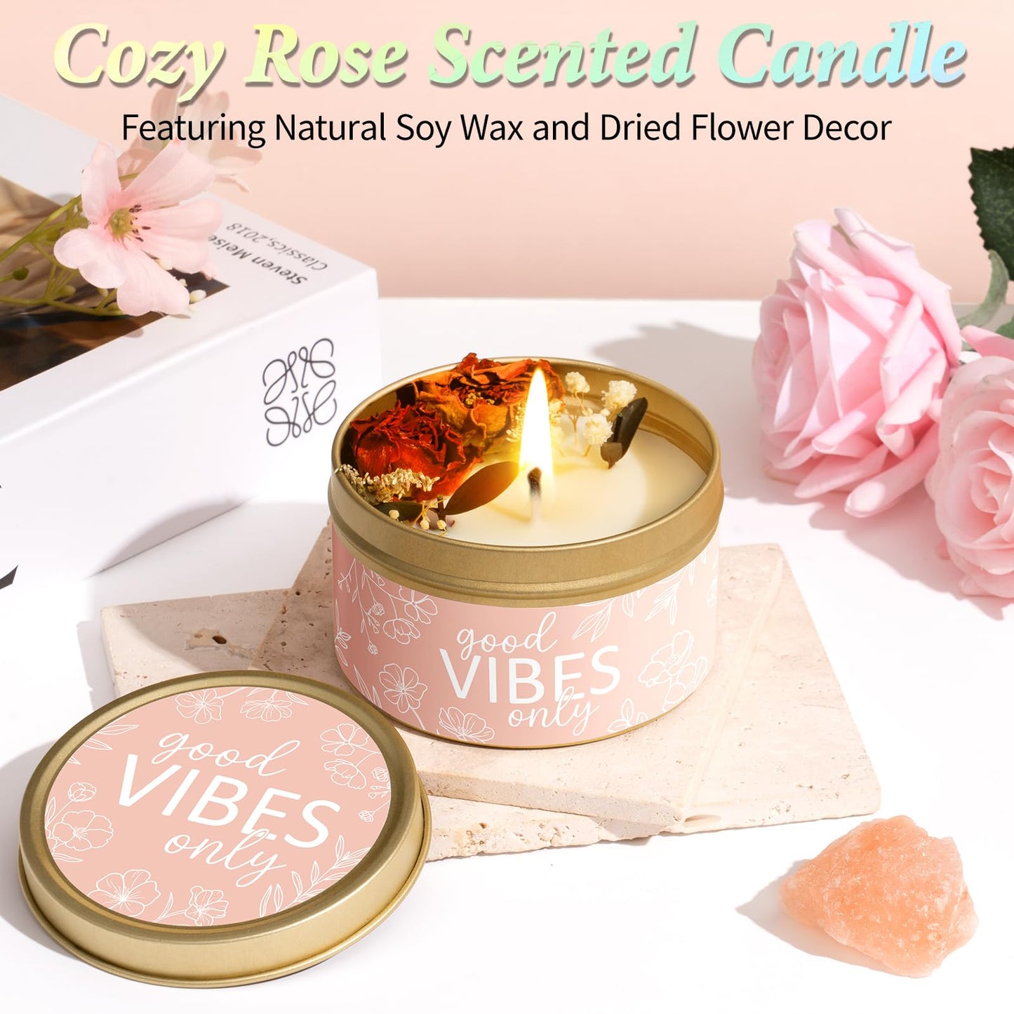 Spa Gifts for Women Bath Gift Set, Rose Relaxing Spa Gift Baskets Home Bath Set Self Care Kit Care Package Thank You Birthday Mothers Day Easter Gifts for Women Her Mom Sister Friends Teen Girls Wife