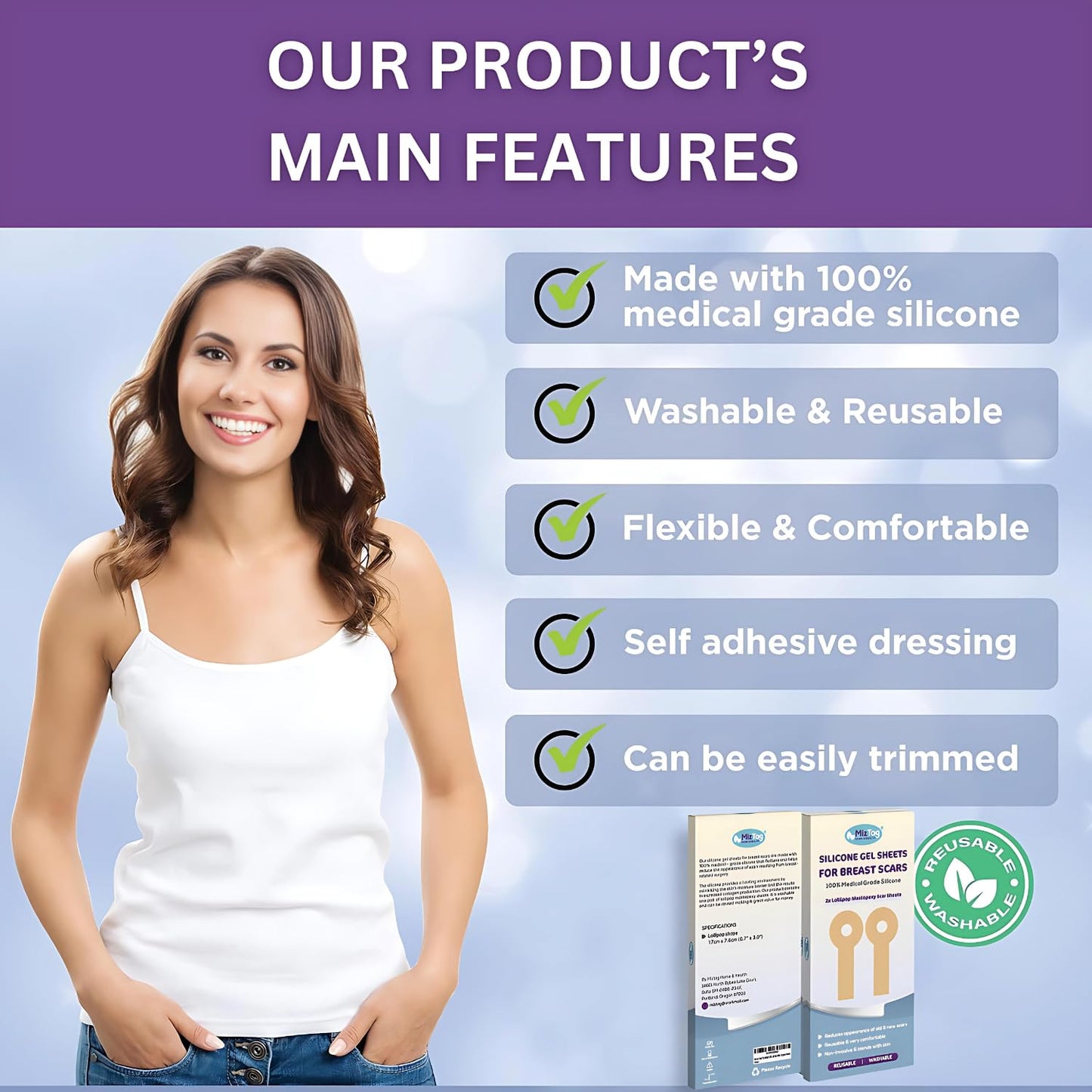 Breast Surgery Recovery Supplies - Silicone Sheets for Healing - Augmentation Essentials - Comfortable Under Post-Op Bra