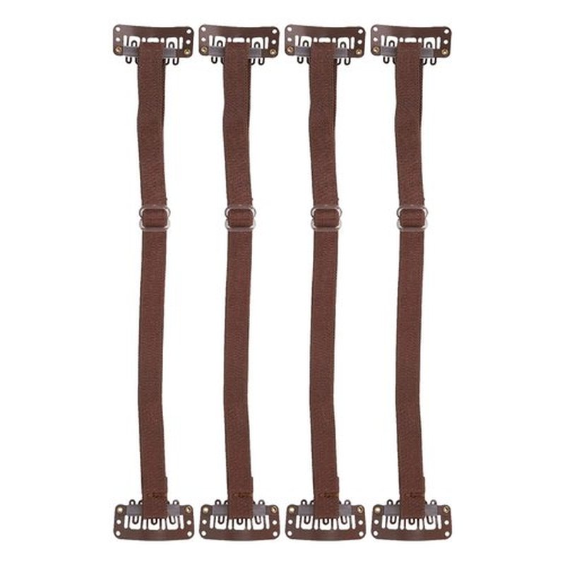 4pcs Facelift Bands with Clips, Elastic Facial Belt Eye Wrinkle Removal Belt, Facelift Patch Straps for Hair (Brown)