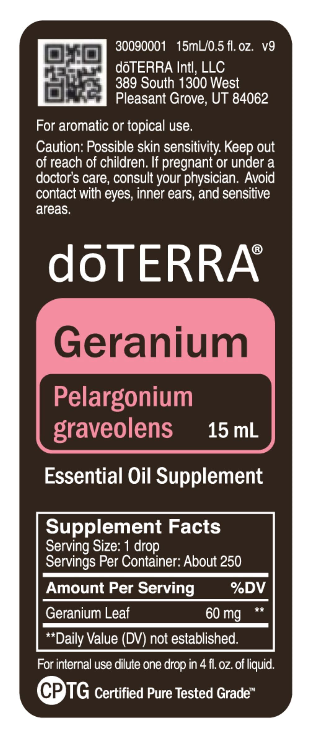 doTERRA Geranium Essential Oil - Promotes the Appearance of Clear, Healthy Skin, Naturally Repels Insects, Gives Hair a Vibrant, Healthy Glow; For Diffusion, Internal, or Topical Use - 15 ml