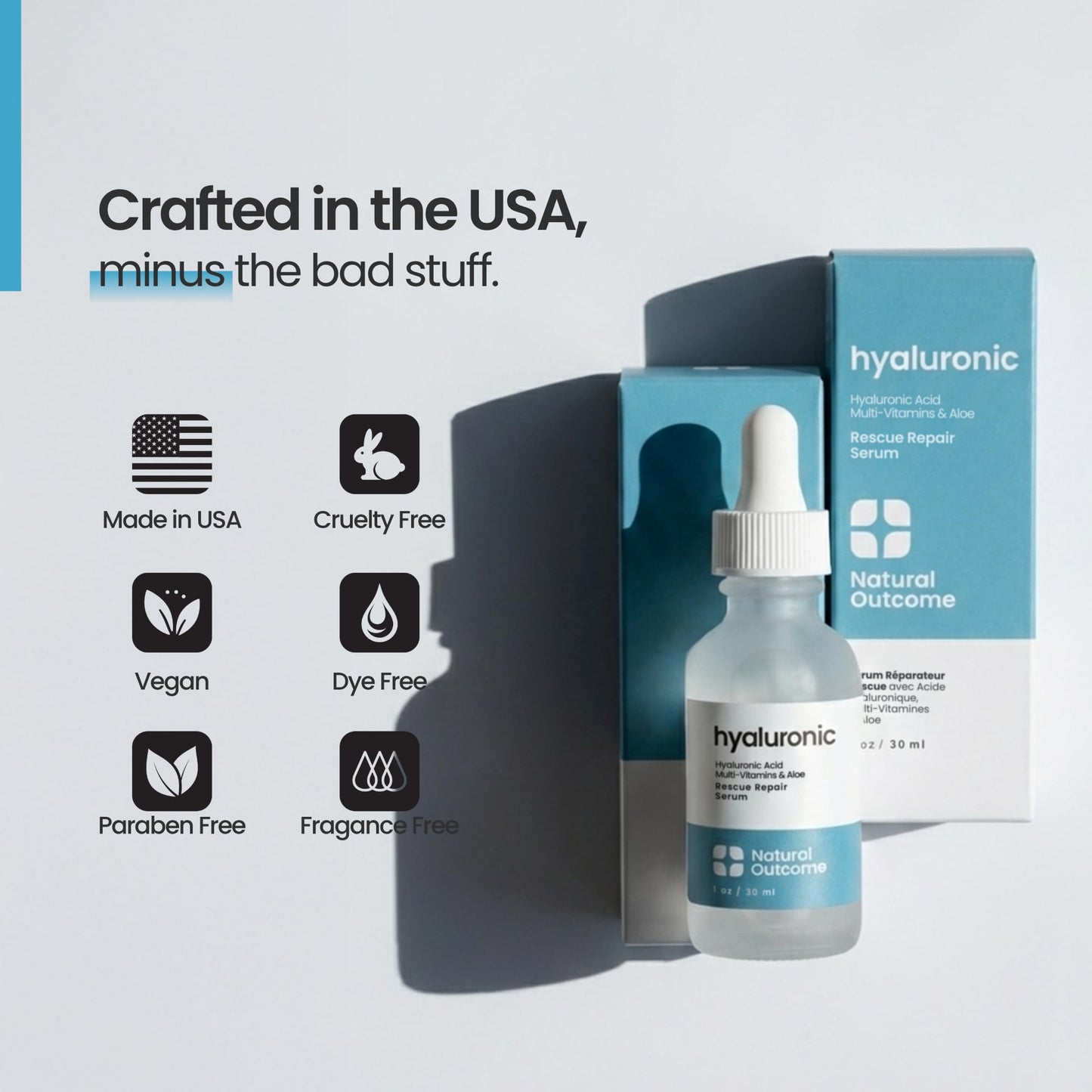 Hyaluronic Acid Serum for Face | Anti-Aging Facial Serum with Vitamin b5 | Reduces Fine Lines and Wrinkles | Moisturizing and Hydrating Rescue Repair Skin Care Serum | 1 Oz