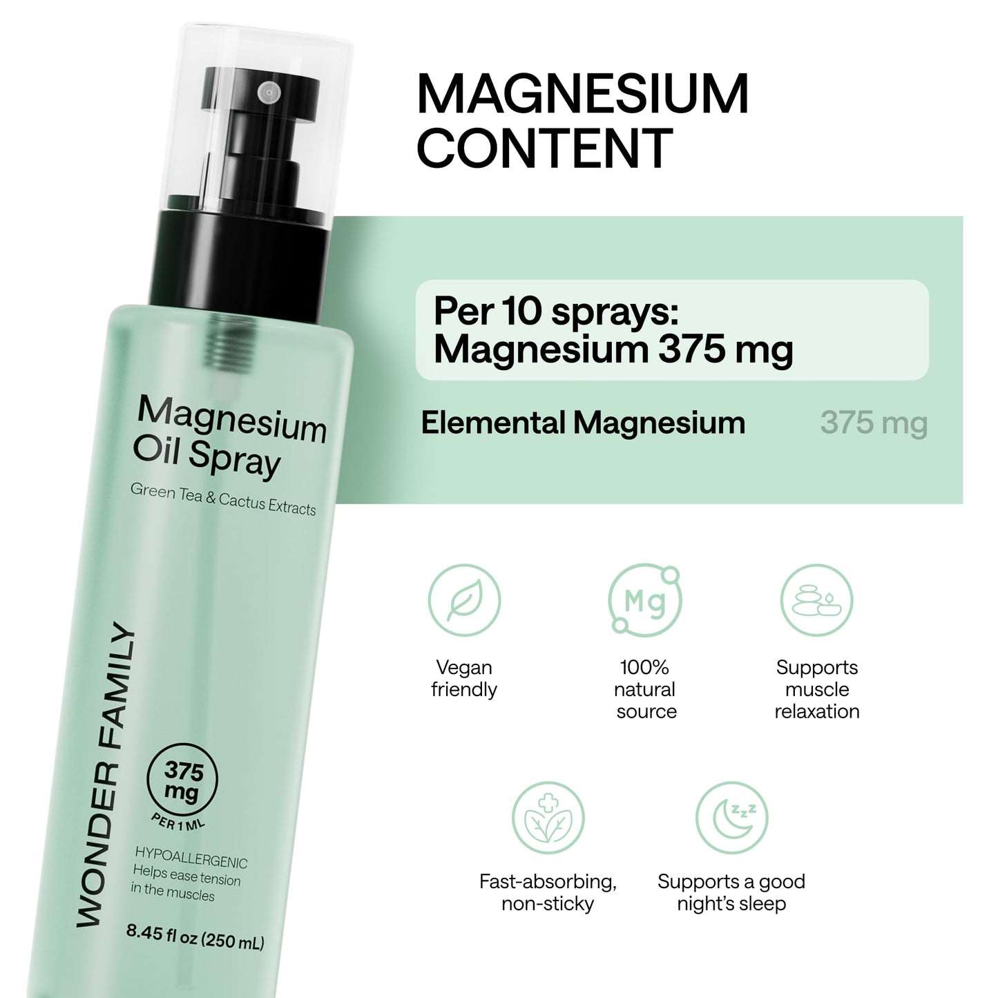 Pure Magnesium Oil Spray for Feet and Whole Body - Muscle Soothing - Topical Magnesium Foot Spray for Sleep Support and Relaxation - Mist Bottle 8.45 Fl Oz, 6 Patches