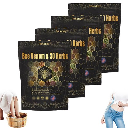Tnnedey Foot Soak, Tnnedey Bee Venom & 30-Herb Detox Foot Soak Beads, Tnnedey Bee Venom Foot Soak Beads, Bee Venom Detox Foot Soak Beads, Foot Soak Beads for Soothing Body Sore Tired (4Packs)