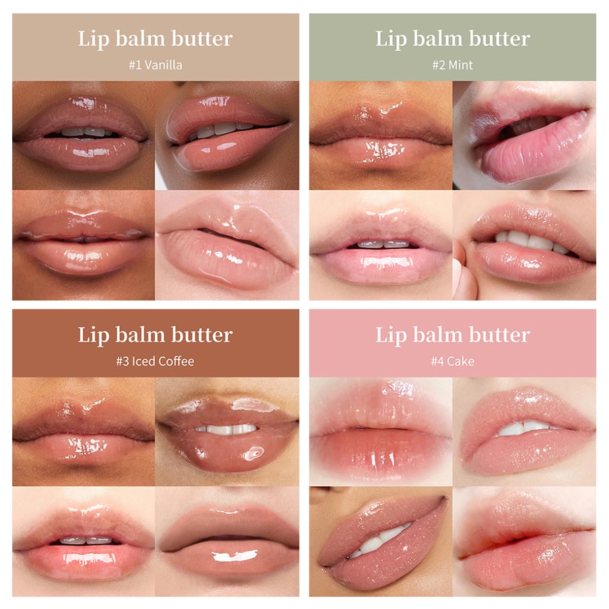 Pakivs 4PCS Glossy Butter Lip Balm Set for Women
