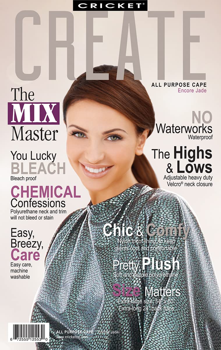 Cricket Encore Waterproof Salon Cape - Bleach-Proof, Adjustable, Extra-Large, White Gold