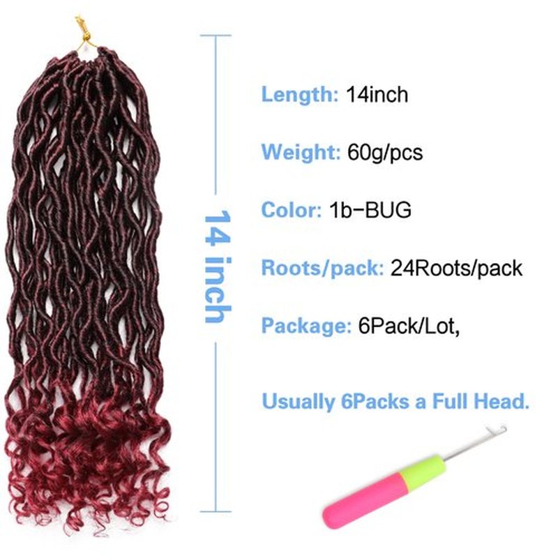 Goddess Locs Crochet Hair 6 Packs 14 Inch Wavy Curly Faux Locs Crochet Hair Pre Looped Crochet Synthetic Braids Hair With Curly Ends Crochet Faux Locs Hair for Black Women Extensions