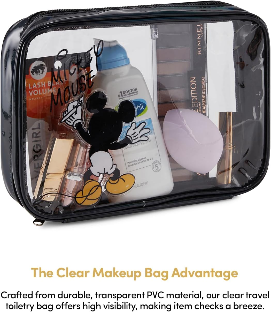 Mickey Mouse Travel Cosmetic Case Set - 3-Piece Makeup Organizer for Kids & Adults