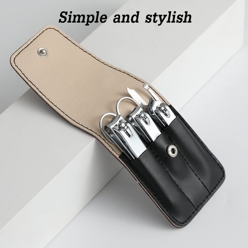Nail Clipper Set, 6 Pcs Toenail Clippers, Stainless Steel Fingernail Clipper, and PU Leather Manicure Set, Gift Ideas (Black)