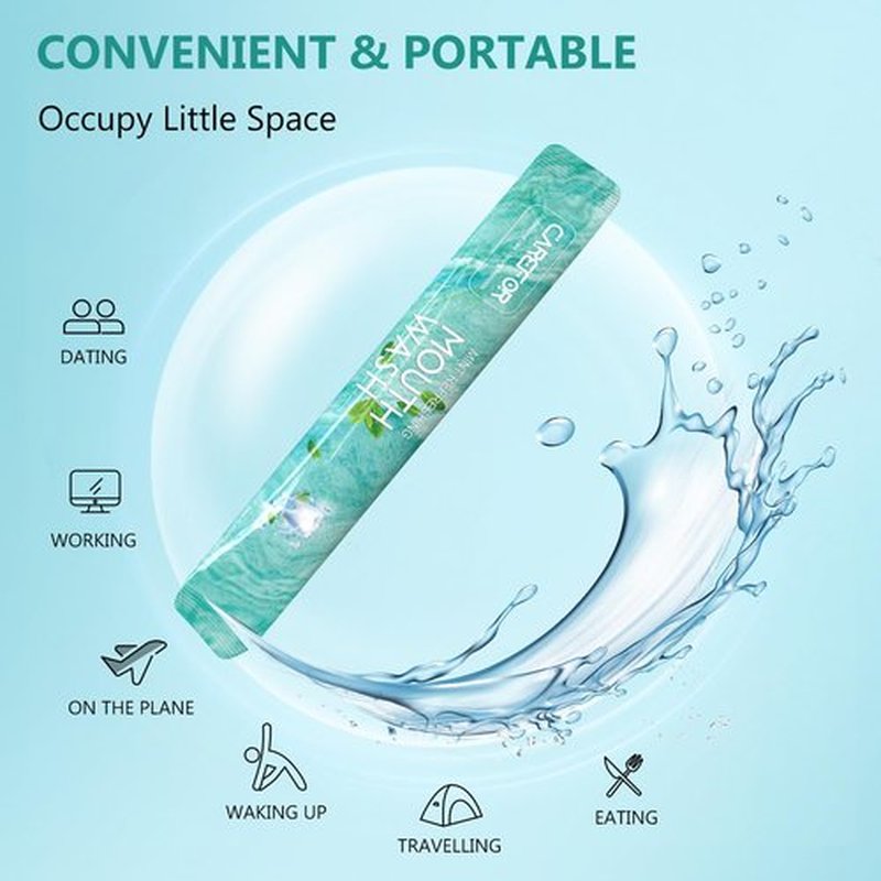 Mouthwash Travel Size Portable 60 Individual Disposable Mouthwash Packets to Go, Alcohol & Fluoride Free Fresh Mint Mouthwash Strips for Superior Oral Hygiene