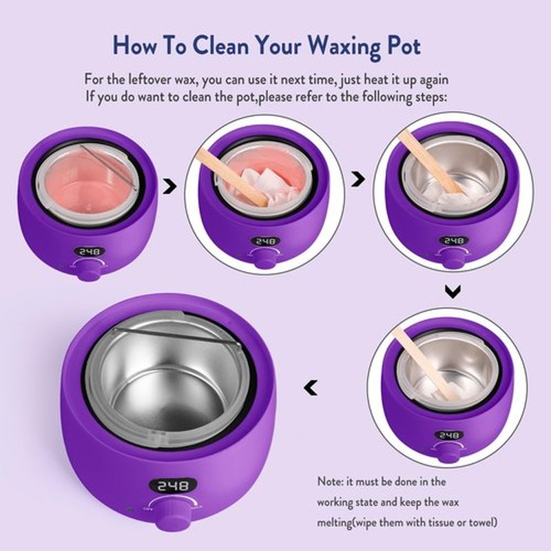 Digital Wax Warmer for Hair Removal : LCD Professional Waxing Pot Hard Wax Heater for Waxing - 14 oz Melt Wax Pot and Transparent Lid(Purple)