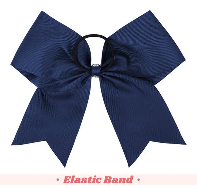 DEEKA 10 PCS 8" Rhinestones Large Cheer Hair Bows Glitter Cheer Ponytail Holder Handmade for Teen Girls Softball Cheerleader Sports -Navy