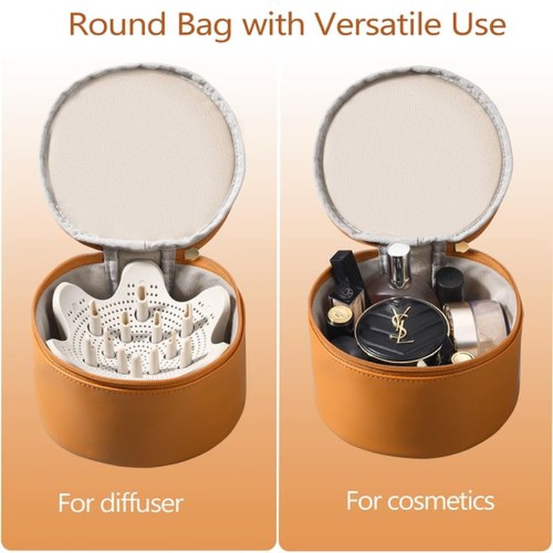 Travel Carrying Case for Shark Flex Style, Hair Dryer Storage Case for Shark HD430,435,440BK Styler and Attachments, Waterproof PU Leather Organizer Bag, 2-in-1 Multifunctional Hair Tool Bag, Brown