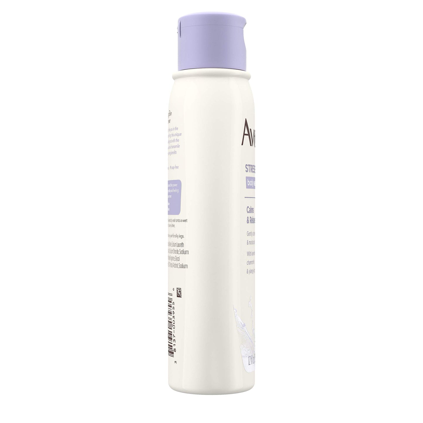 Aveeno Stress Relief Body Wash with Soothing Oat, Lavender, Chamomile & Ylang-Ylang Essential Oils, Dye- & Soap-Free Calming Body Wash for Shower Gentle on Sensitive Skin, 12 fl. oz