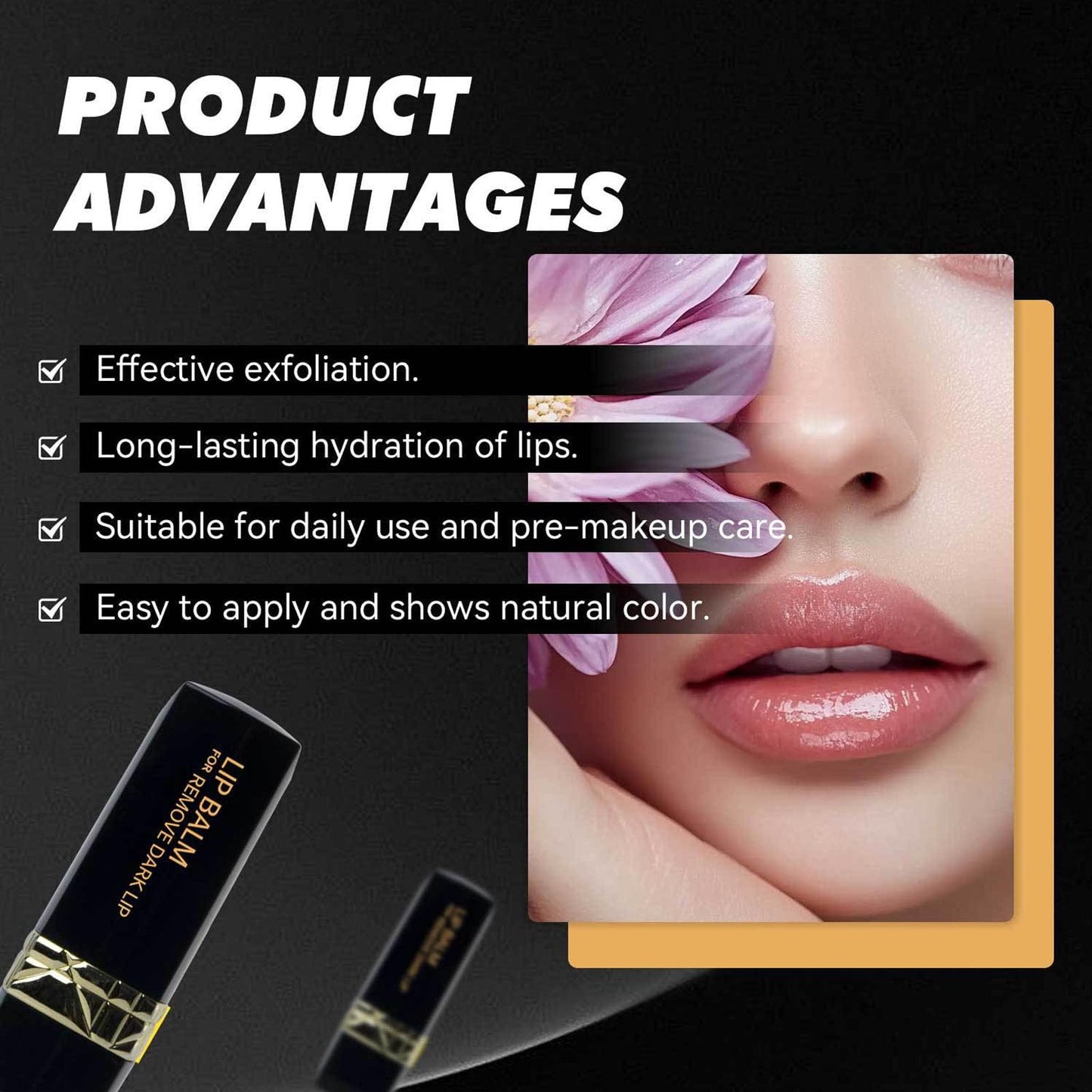 INSEEK Lightening Lip Balm for Dark Lips, 2Pcs Lip Lightening Balm for Smokers, Long-Lasting Hydration to Soften Dry Cracked Dull Looking Lips, Gentle Exfoliating Care to Smooth Dry, Flaky Texture