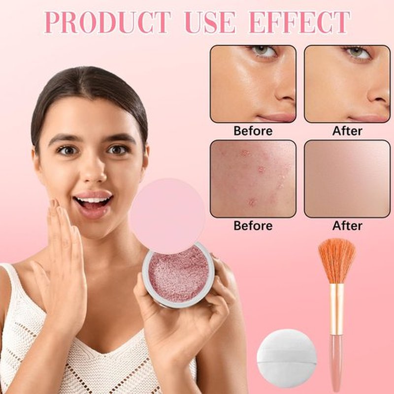 Beauty Blurring Powder, Beauty Pink Setting Powder, Blurring Setting Powder, Beauty Blurring Setting Powder for All Skin Tones (01#, 1Pc)