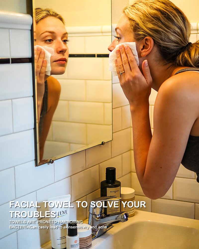 Disposable Face Towels - 50 Count Makeup Remover Towelettes for Sensitive Skin | 7.9"x12" Size