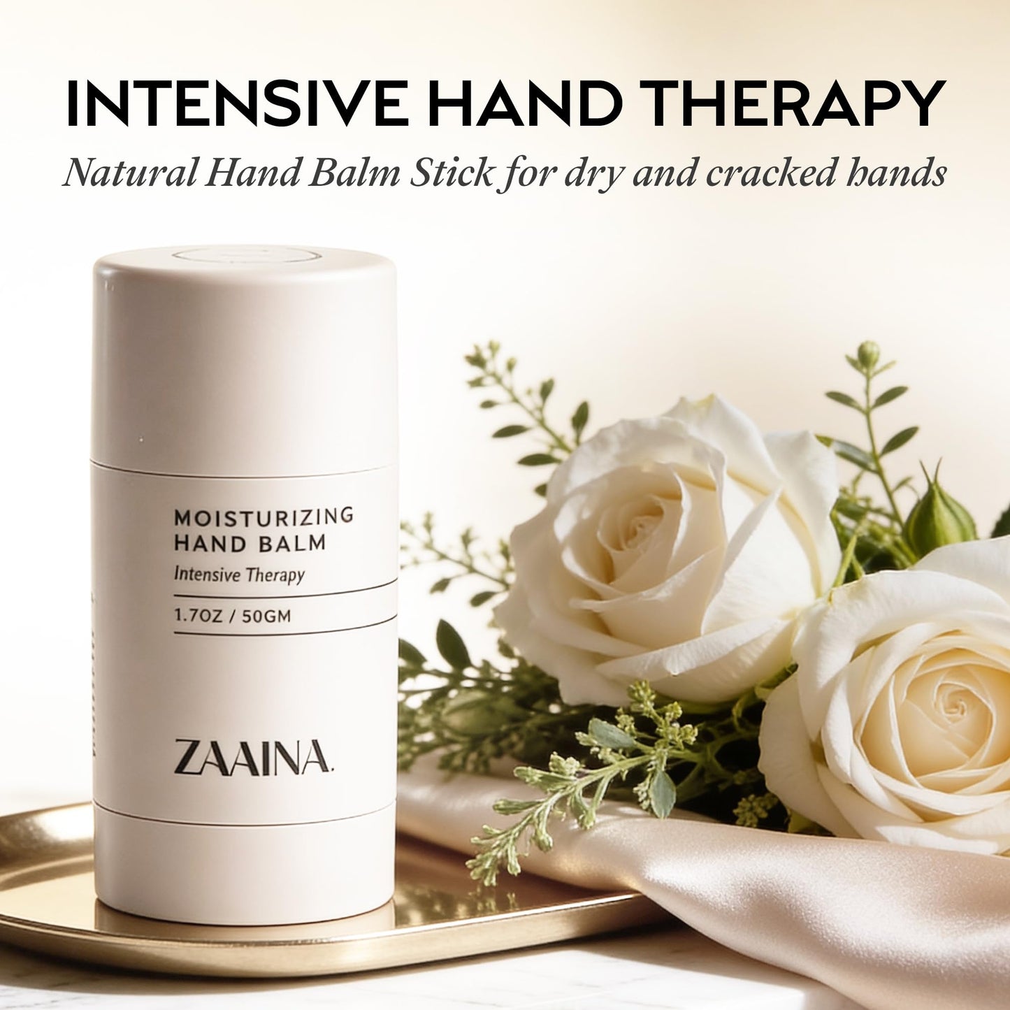 ZAAINA Hand Balm Stick for Dry Cracked Hands – Intensive Hand Repair Balm with Shea Butter, Coconut Oil & Beeswax – Natural Solid Hand Lotion for Working Hands, Climbers & Extreme Dry Skin – 1.7 oz