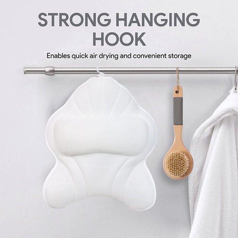 Poemland Extra Thick Large Bath Pillow with Neck,Back,Head Support for Bathtub, Spa, Soaking White(19''x15'')