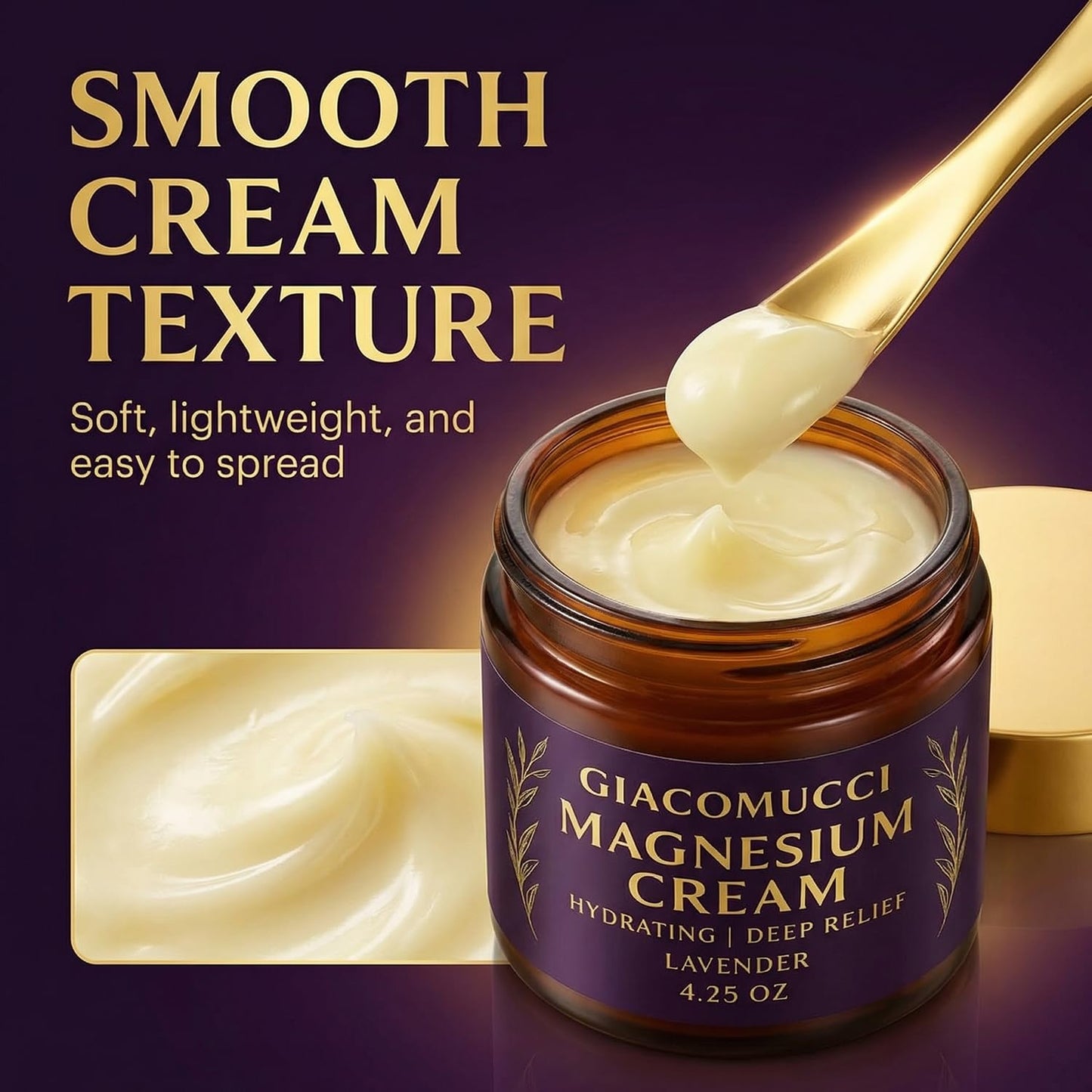 Magnesium Cream for Nighttime Relief - Magnesium Chloride Body Balm - Fast Absorbing Leg, Arm & Chest Lotion - Sleep Support & Wellness Recovery -Safe for Kid - Lavender