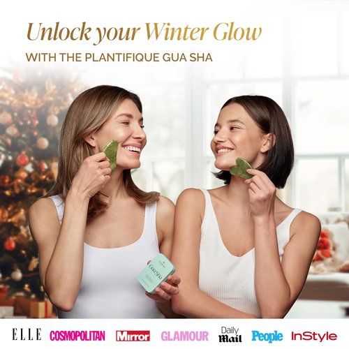 PLANTIFIQUE Gua Sha Facial Tools - Massage Tool - Jawline Sculptor - Face Sculpting Tool for Your Skin Care Routine - Jade Guasha