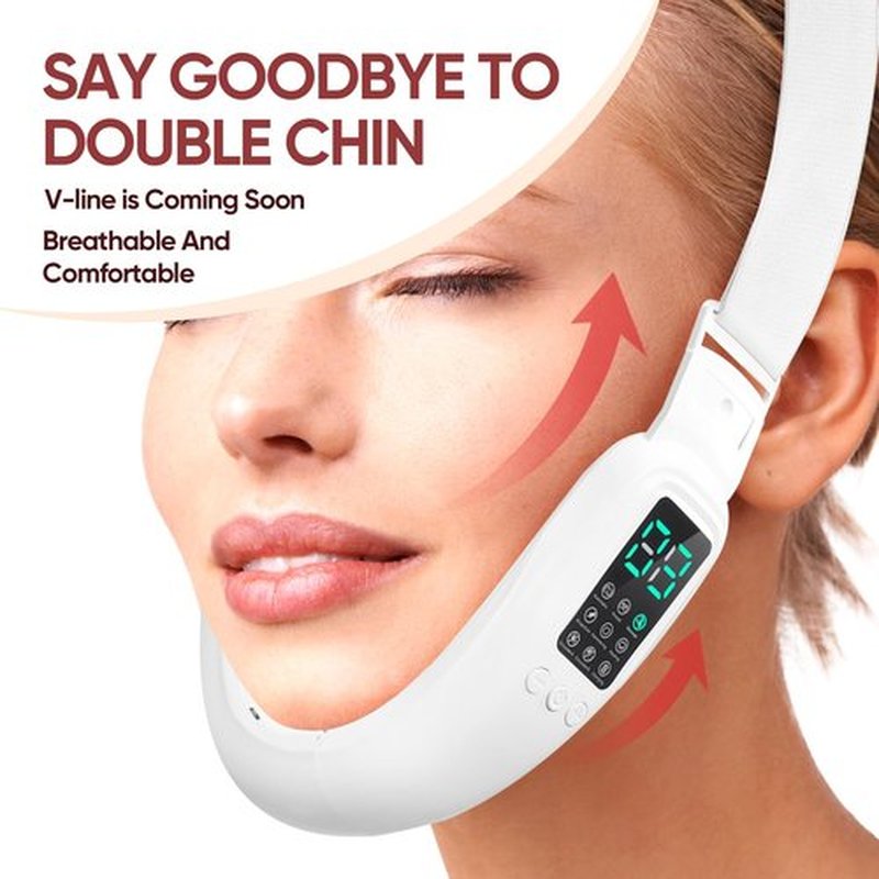 Electric Double Chin Device and V-Face Machine with 8 Modes and 15 Gear Adjustable Intensities - Intelligent Double Chin Machine for V-face
