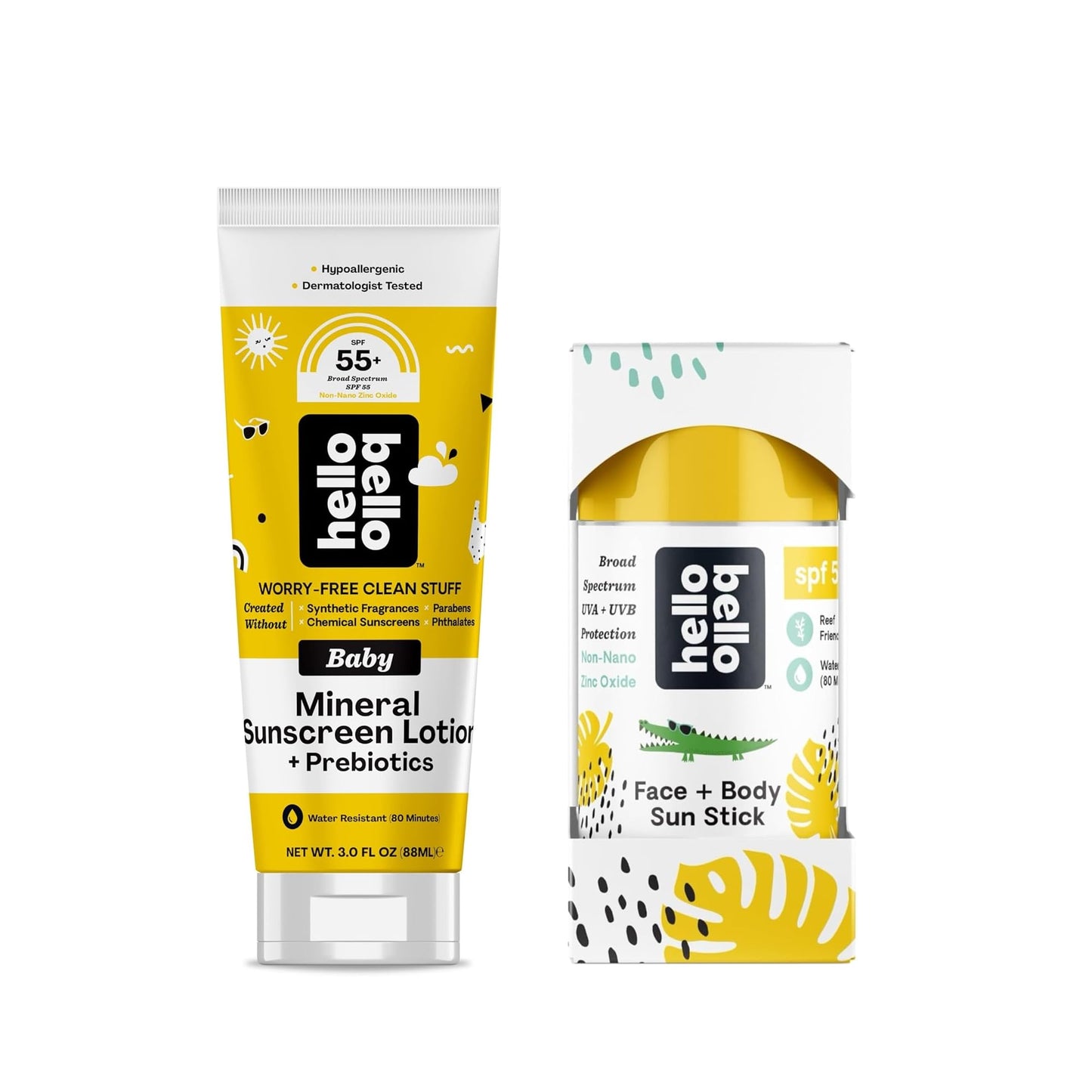 Hello Bello Kids SPF 50 Mineral Sunscreen Lotion - 10 Count Travel Packets - Water Resistant Broad Spectrum UVA + UVB Sun Protection