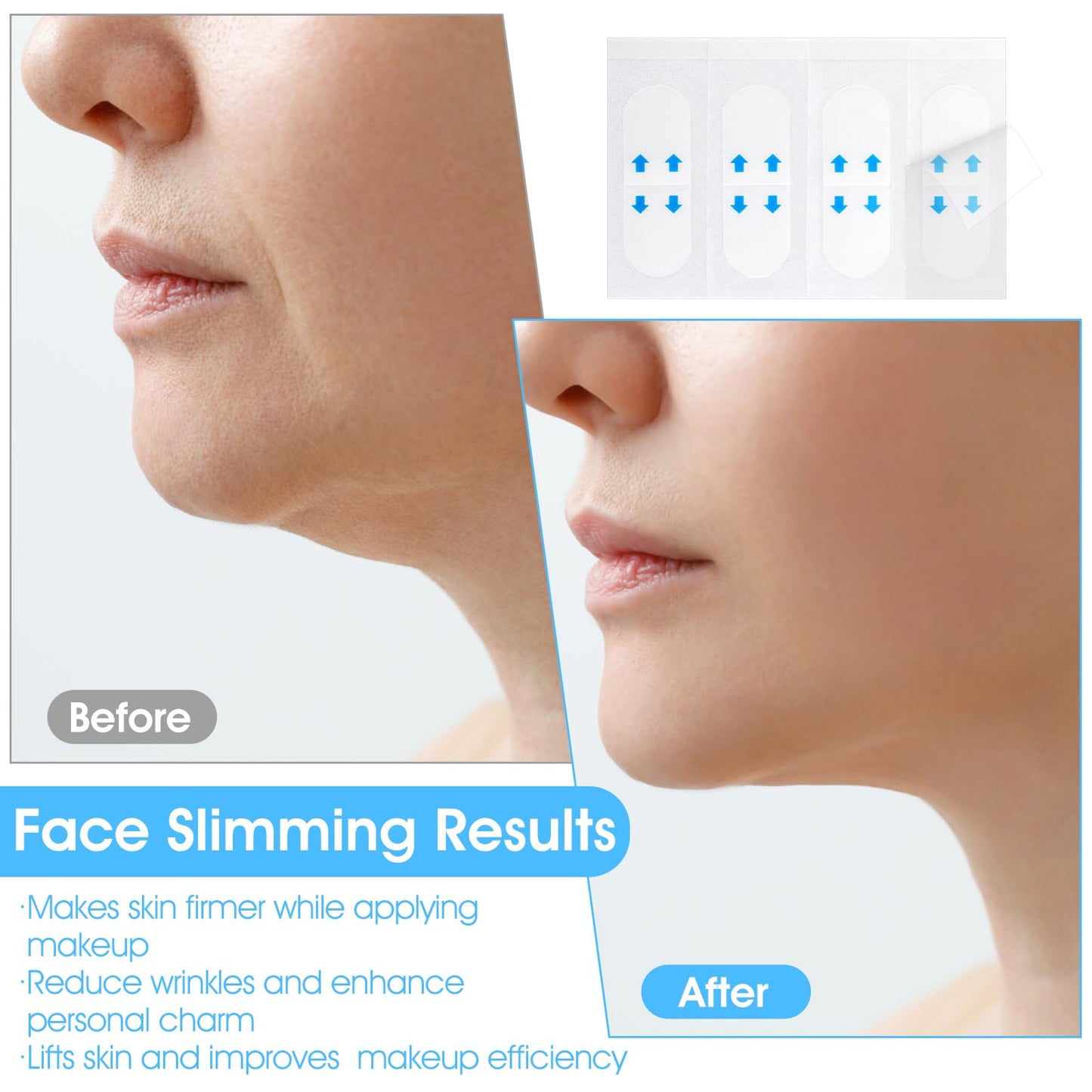 Ymapinc 140Pc Neck Tape Lifting Invisible, Clear Face Tape for Loose Skin, Neck Strips Instant Adhesive Tightening for Lifting Jowls, Eyes Wrinkles, Waterproof Reusable