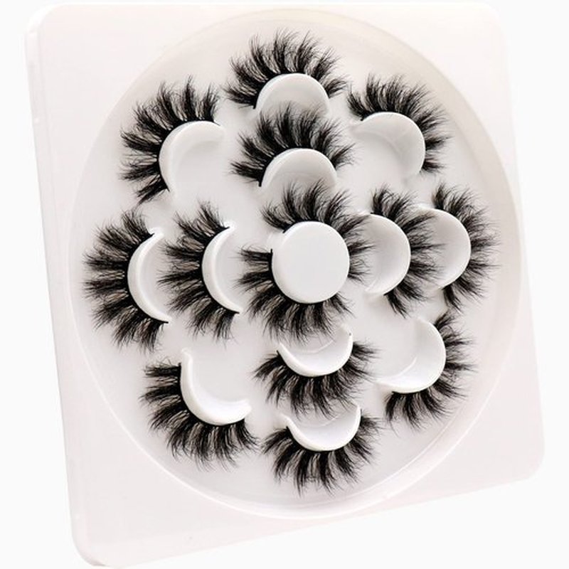 Veleasha Lashes 5D Faux Mink Lashes False Eyelashes Handmade Dramatic Eye Lashes Wispy Fluffy Fake Lashes Spike Eyelashes Luxurious Volume 18mm Fake Eyelashes 7 Pairs Pack (3D07)
