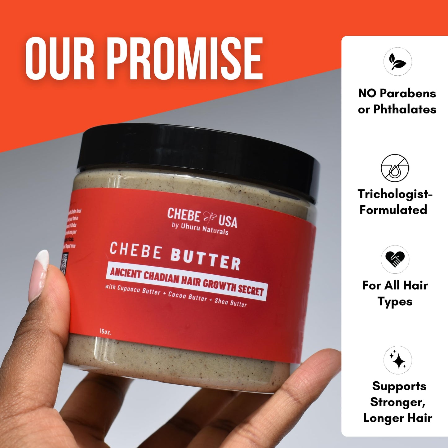ChadianChebe™ Hair Growth Butter (8oz) | Authentic African Hair Butter from Chad for Thick, Long Hair | Herbal Moisture & Breakage Repair Cream