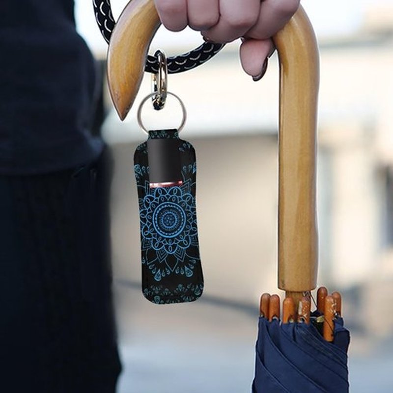 SEANATIVE Mandala 5 PCS Chapstick Holder Keychain Clip-on Sleeve Chapstick Pouch Neoprene Keychains Lipstick Holder Lip Balm Holster Keychain Holder for Chapstick Tracker Travel Accessories