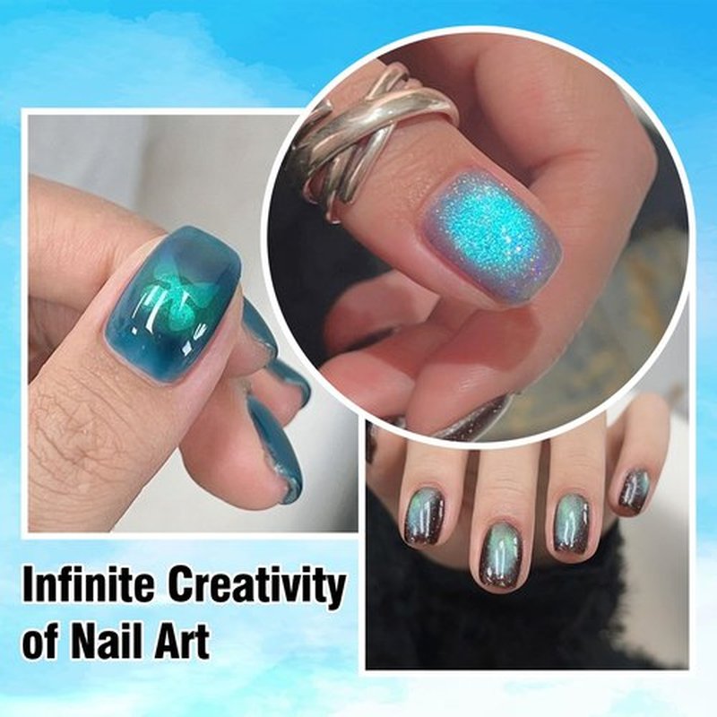 ADHERE Magnetic Cat Eye Gel Nail Polish Set, 12 ml*6 with 1 Magnets, Glitter Purple Blue Magnetic Effect Sparkle Stunning Nail Gel Polish with Soak Off Led Nail Art Gel DIY Salon Gifts