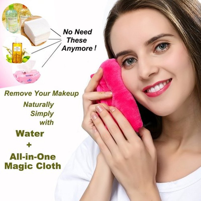 Makeup Remover Cloth Cleansing Towel - Chemical Free - Move Makeup Instantly with Just Water (3 Rosy)