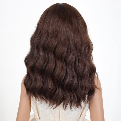 PATTNIUM Short Brown Wig for Kids Child Mixed Brown Short Curly Wavy Wig Chocolate Brown Synthetic Wig Cosplay Costume Party with Wig Cap