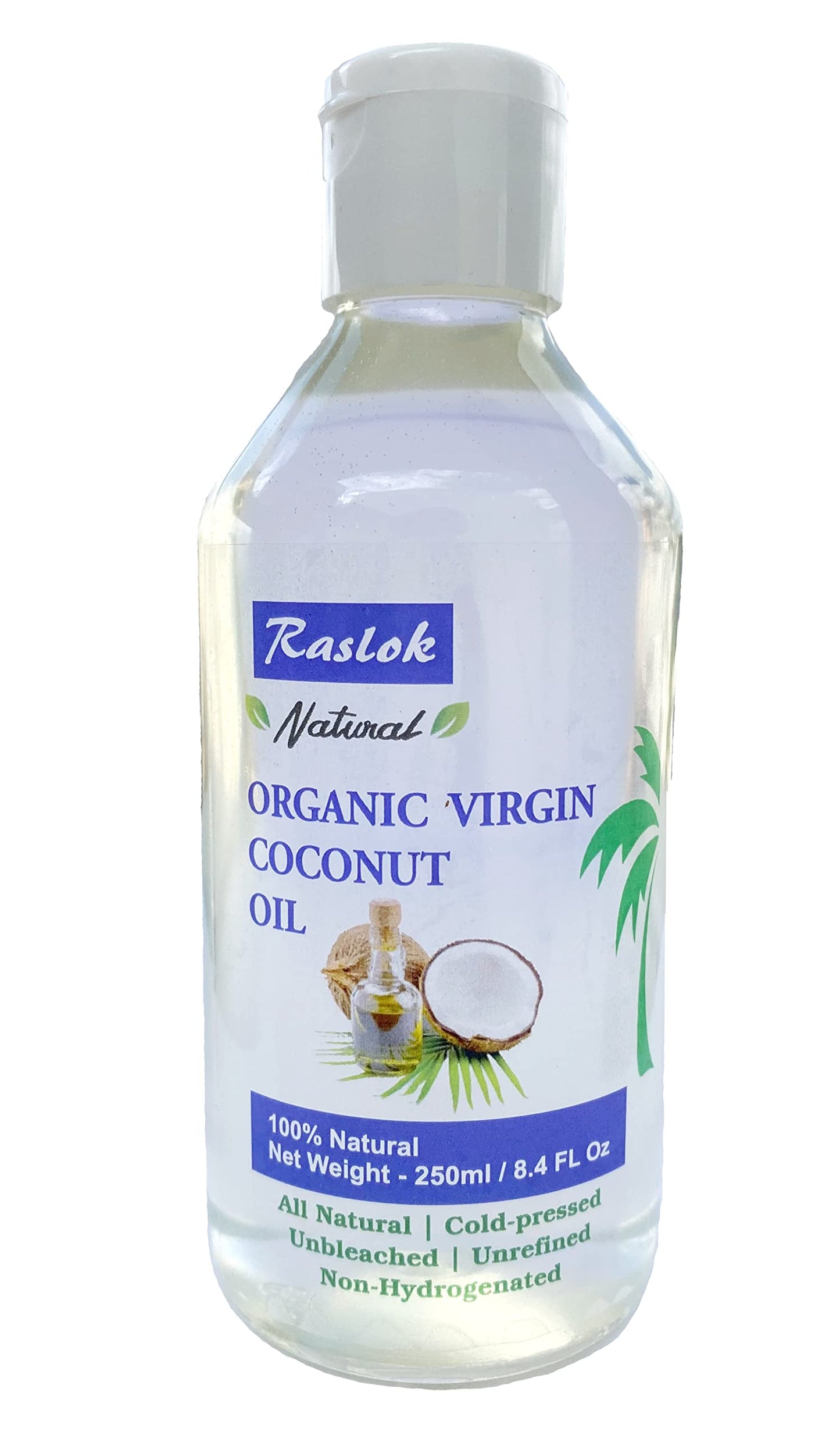 Raslok | 100% Pure Coconut Oil | For All Hair Textures & Skin Types | Ultra Skin Moisturizer & Promotes Healthy Hair Growth | | Free Of Parabens, Silicones, Sulfates | 250ml