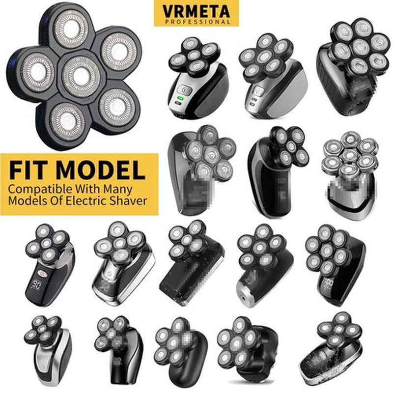 VRMETA 6 Blades Electric Head Shaver Replacement Heads Men's Electric Shaver Replacement Heads For Bald and Face