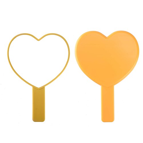 TBWHL Heart-Shaped Travel Handheld Mirror, Cosmetic Hand Mirror with Handle (Orange, 1Pack)