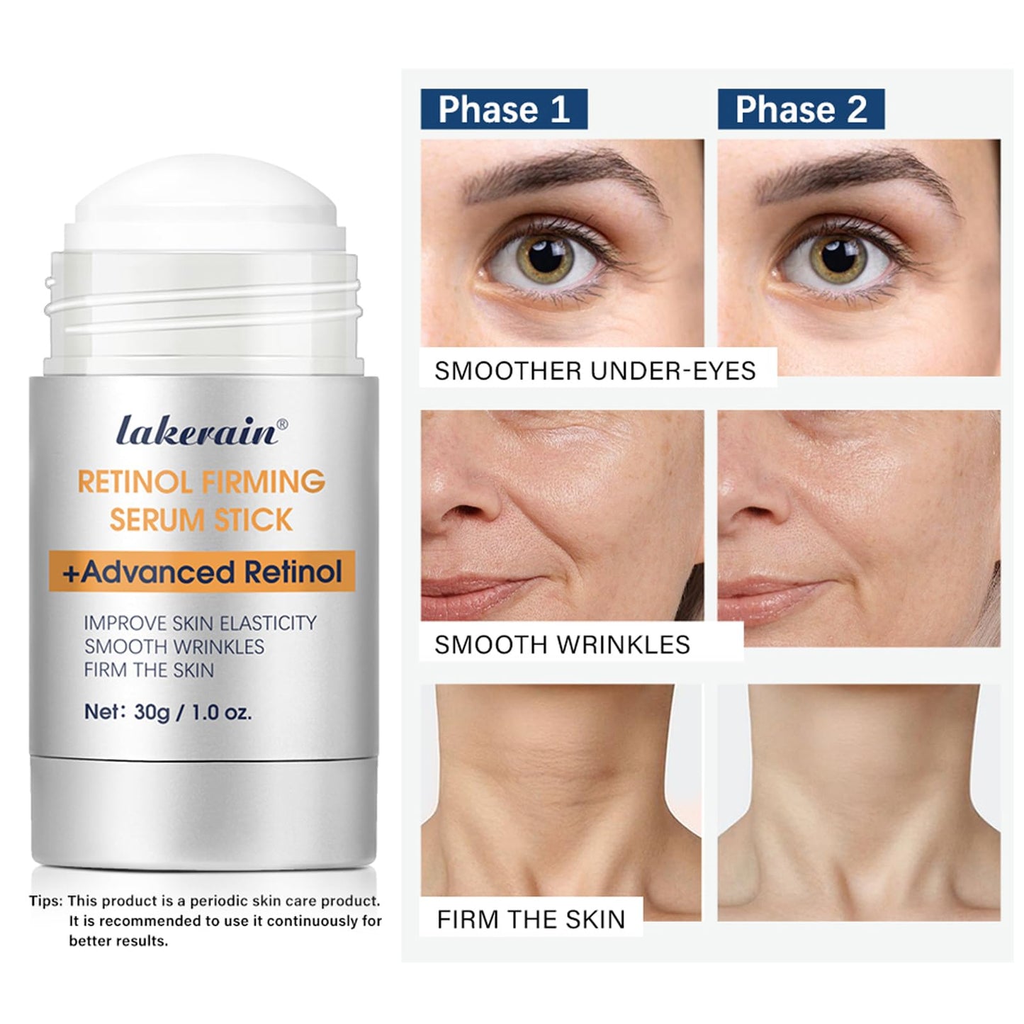 Advanced Retinol Firming Serum Stick, Retinol Face Stick Visibly Tight and Firm Wrinkles, Nourishing Anti-aging Repair Cream Smooth Tighten & Firm Face Neck