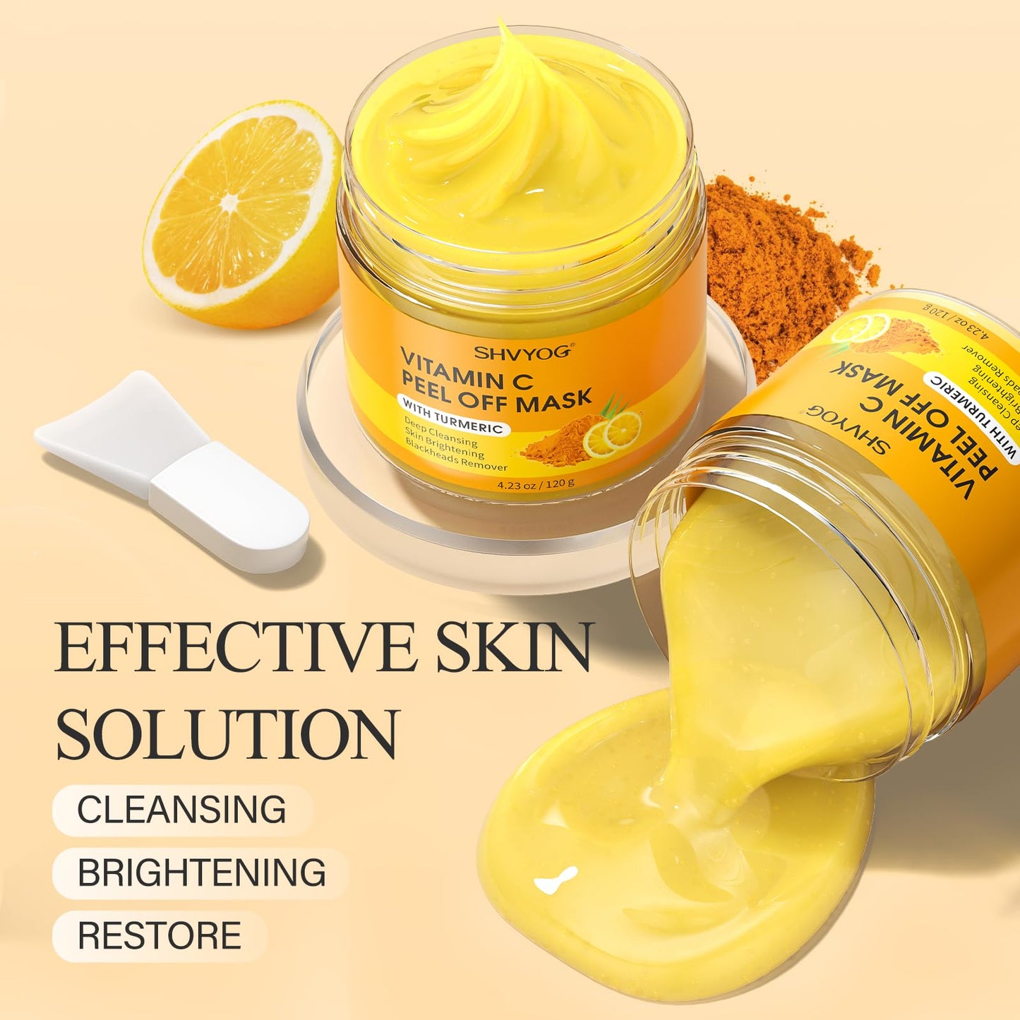 SHVYOG Calendula Peel Off Face Mask, Peel Off Mask with Vitamin C Serum & Brush (100g+30ml)