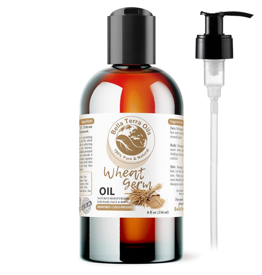 Natural Wheat Germ Oil 8 oz - Potent Vitamin E Face Oil for Skin Nourishment | Essential Nutrients for Radiant Beauty