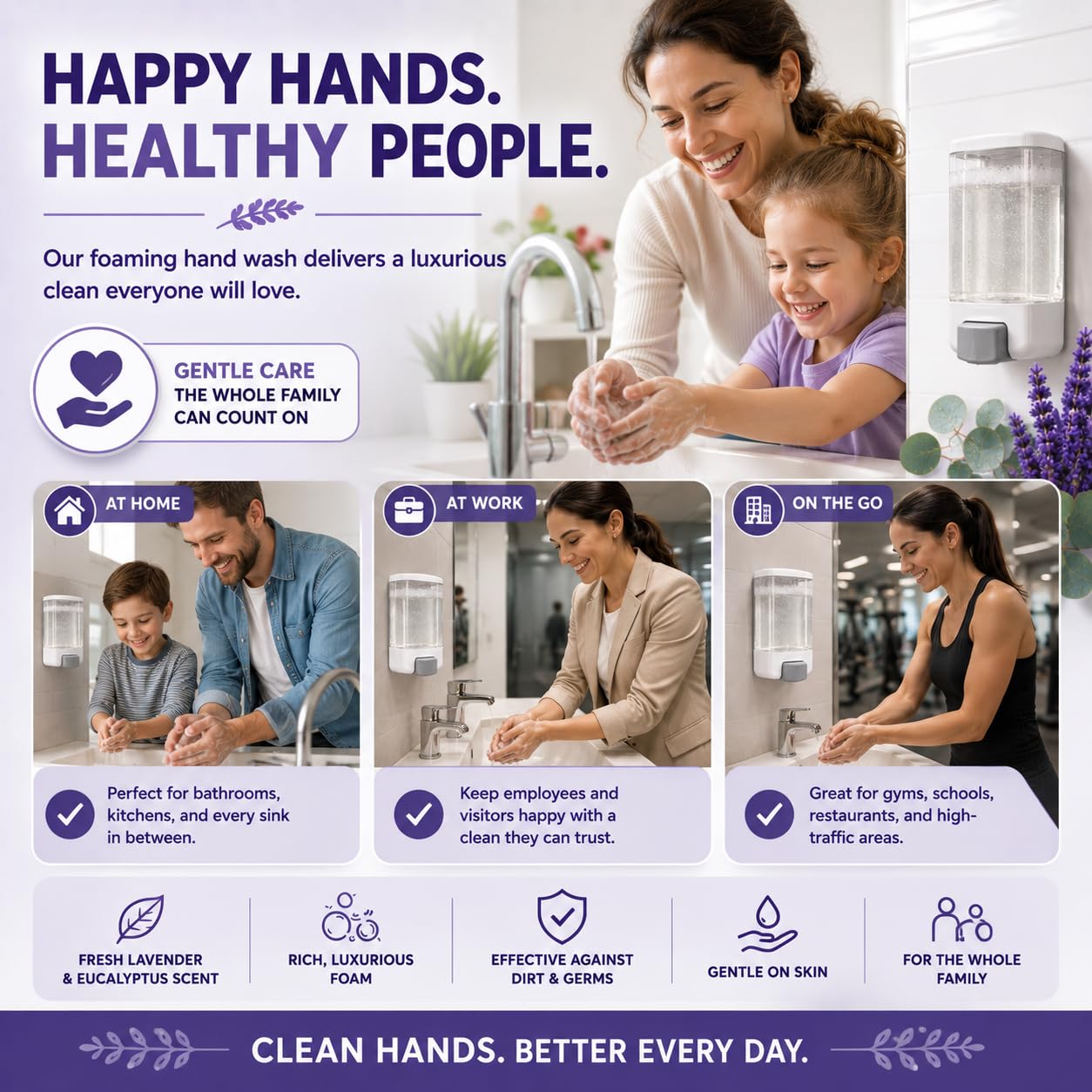 Sani Wash Foaming Hand Soap Refill – 1 Gallon (128 oz) | Professional Janitorial & Commercial Foam Hand Wash, Moisturizing, Non-Irritating, Biodegradable (128 Fl Oz (Pack of 1), Lavender & Eucalyptus)