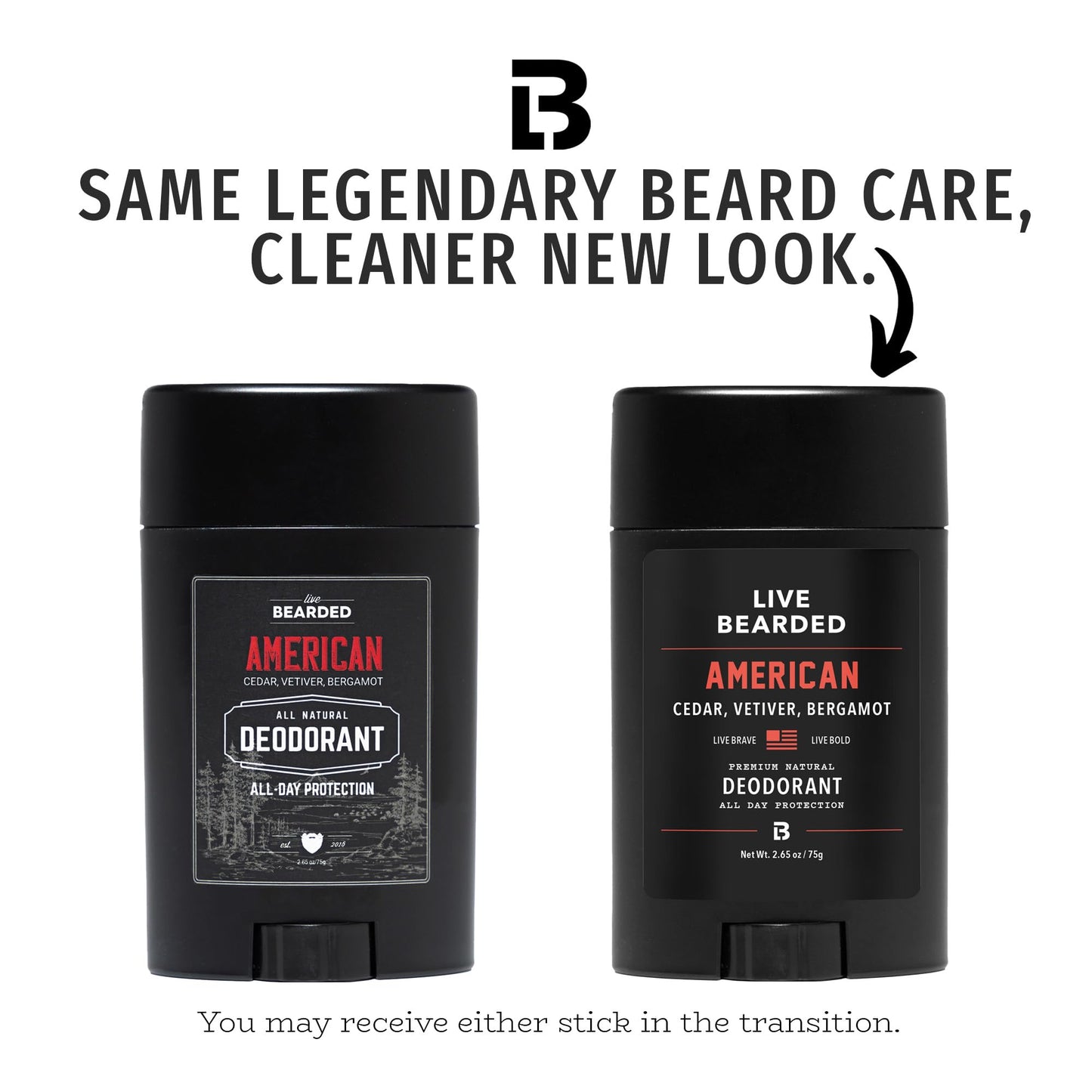 Live Bearded Men's Deodorant - Long Lasting, Aluminum Free, All Natural, Activated Charcoal Deodorant for Men, Travel Size - American, 3 Stick
