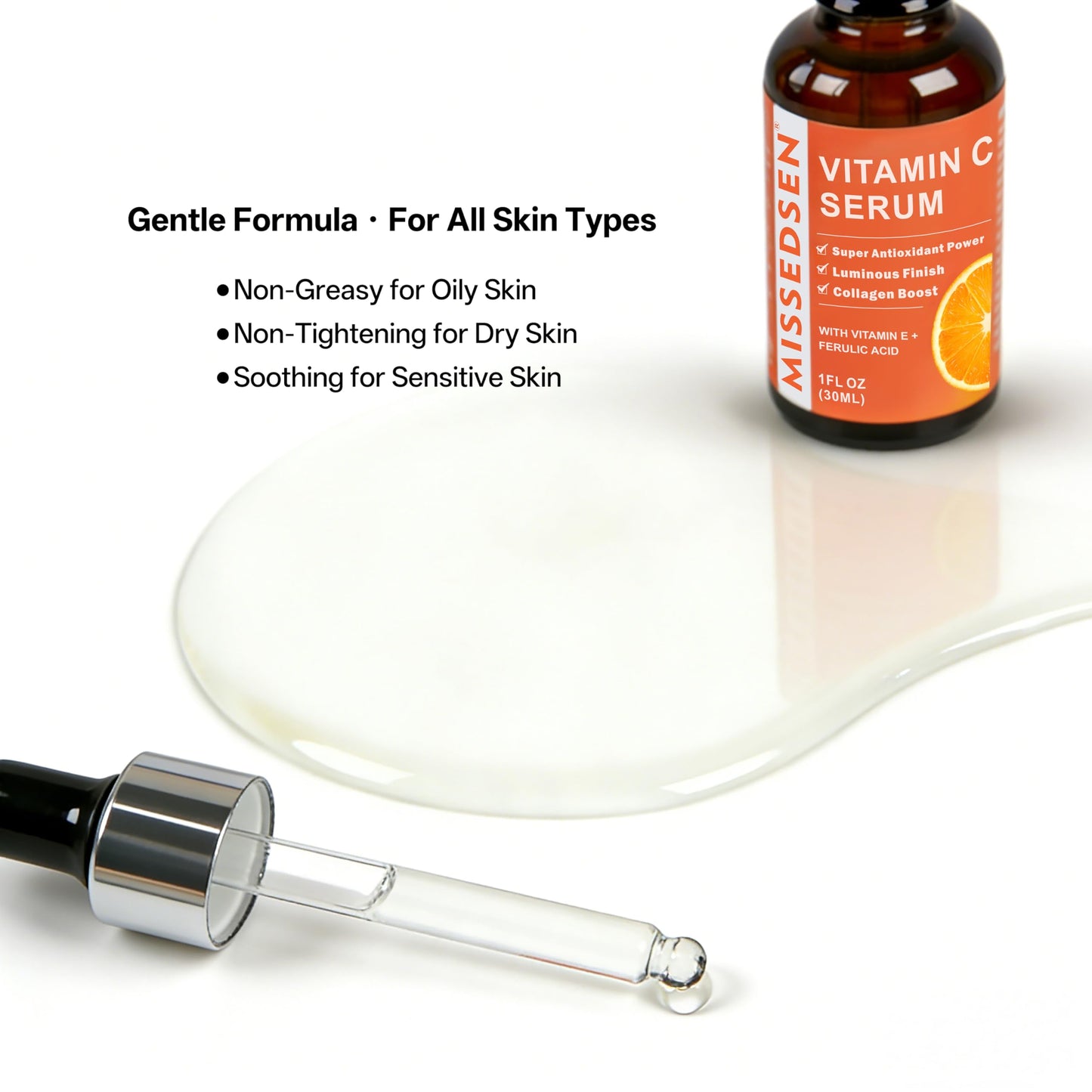 Vitamin C Serum for Face with Vitamin E & Ferulic Acid, Smoothes Wrinkles,Improves Elasticity,Firms Skin 1 Oz for Face Care, Daily Use