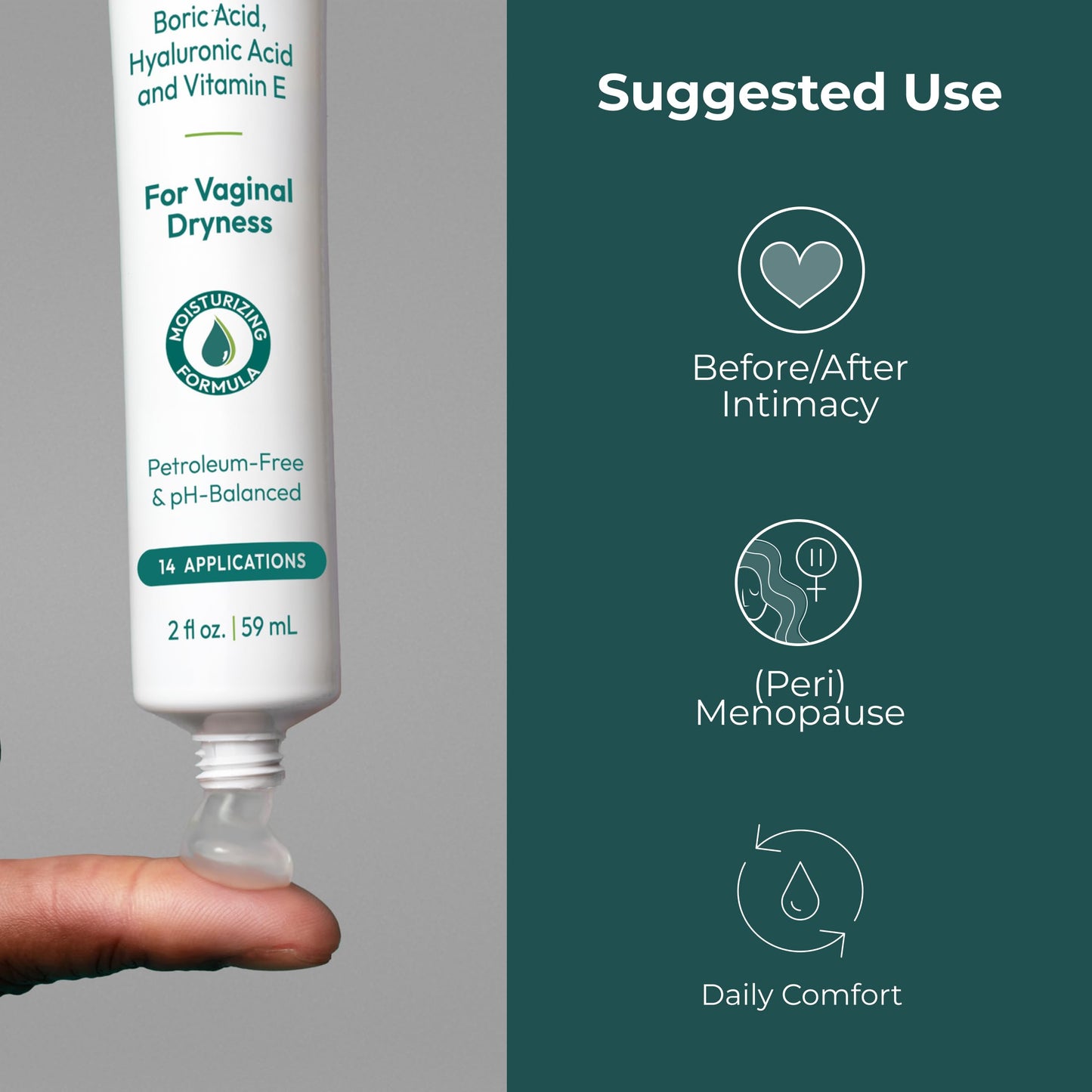 pH-D Feminine Health Support Boric Acid Moisturizing Vaginal Gel with Hyaluronic Acid, Vitamin E for Vaginal Dryness, Woman Owned, Paraben-Free, pH-Balanced, Vegan, 14 Applications, Made in the USA