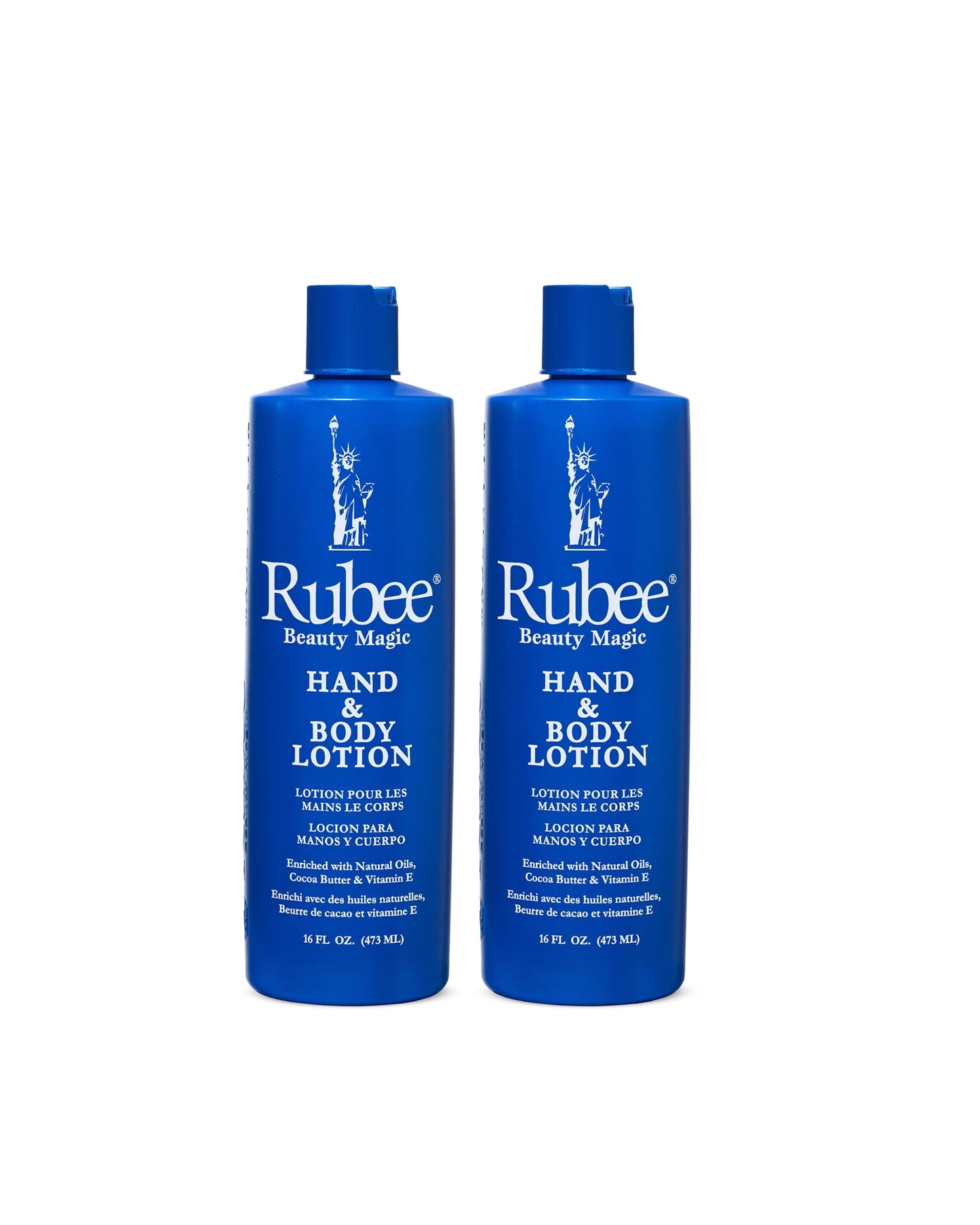RUBEE Body & Hand Lotion - Pack of 2 Non-Greasy Lotion for Women & Men - 16 oz Cacao Butter Lotion for Extremely Dry Skin - Vitamin E Moisturizer