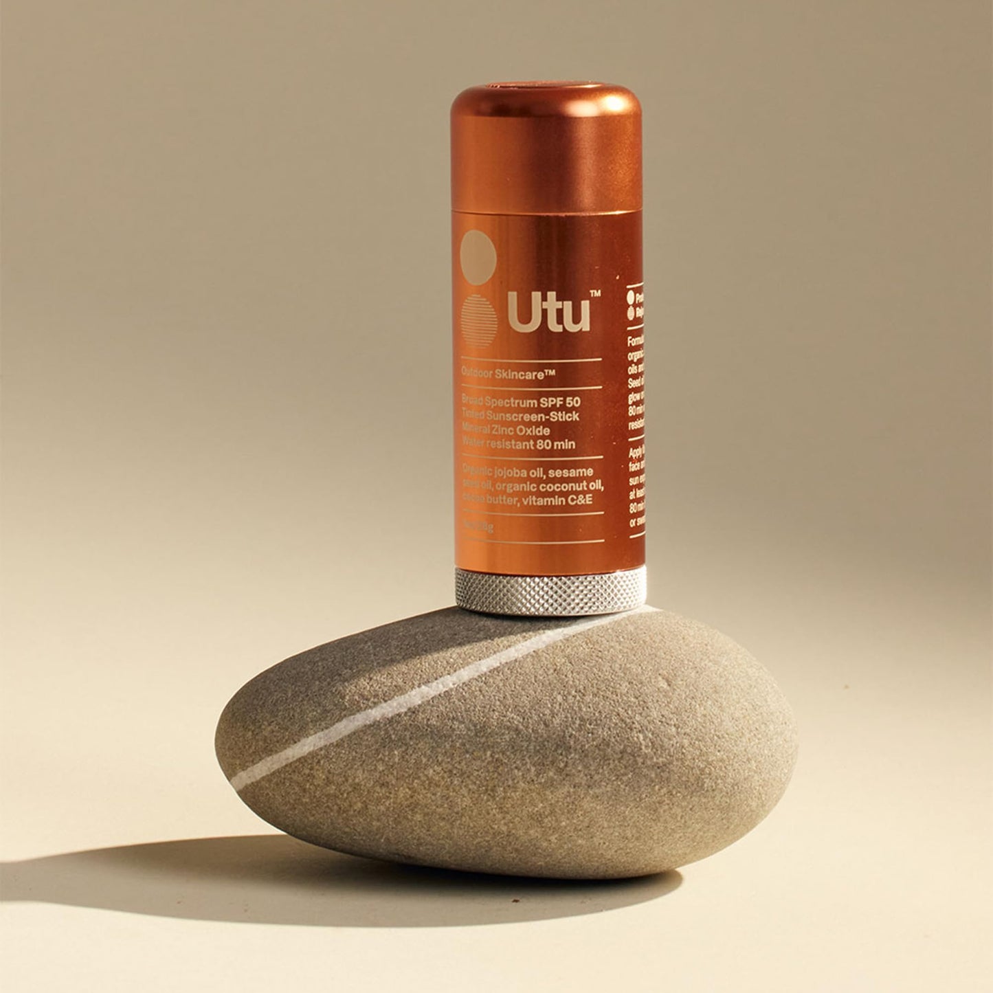 UTU - SPF50 Lightly Tinted Mineral Sunscreen Stick | Vitamin C+E, Jojoba + Sesame Oil | Reef Safe, Cruelty Free, Broad Spectrum (28 g | 1 oz)