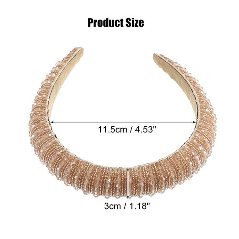 VOCOSTE Crystal Headband, Rhinestone Hairband for Women, Champagne, 1.2 Inch Wide