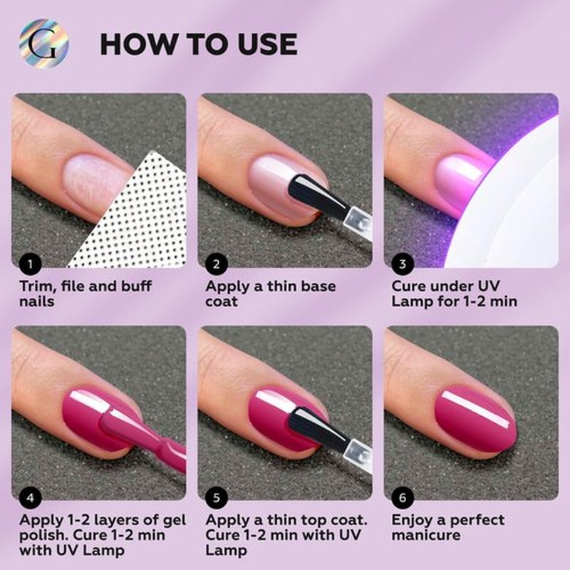 GLOSS HEMA Free Gel Polish Set | 6 Pcs Pink Gel Nail Polish with Nude Pink, Light Pink, Pink, Pastel Pink, Dark Pink, Fuchsia Colors, UV LED Gel Nail Polish, Manicure Salon DIY at Home Gifts for Girls